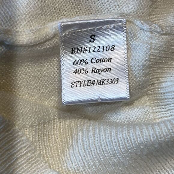 MAK SWEATER White Button up 3/4 Sleeve Cradigan-S - Picture 8 of 9